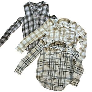 Plaid Button Down Shirts - set of 3